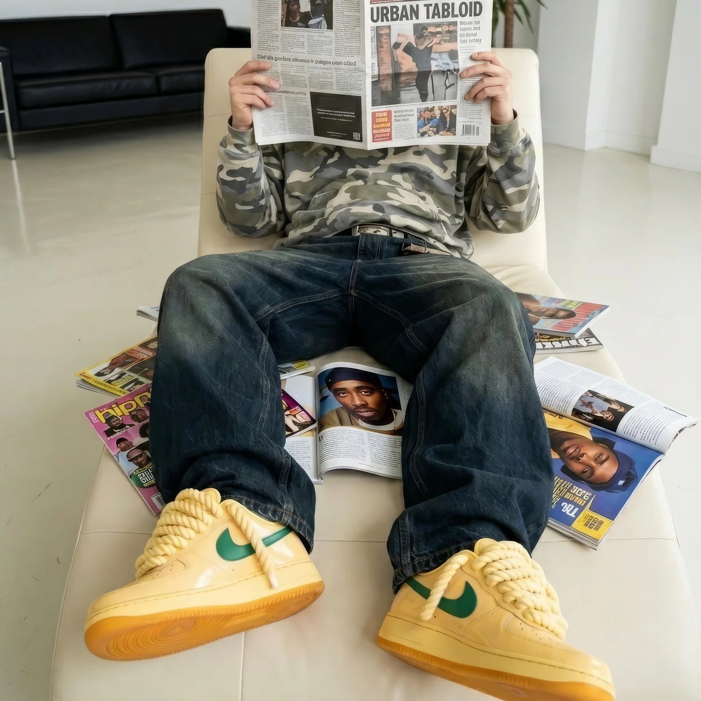 Nike Air Force 1 “Rope Laces” – Patent yellow, green Swoosh