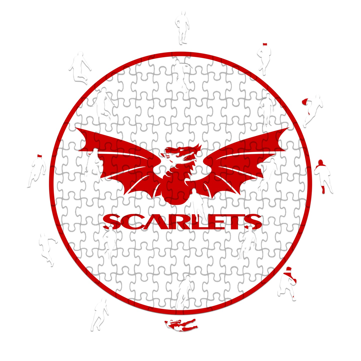Logo de los Scarlets - Rompecabezas de Madera