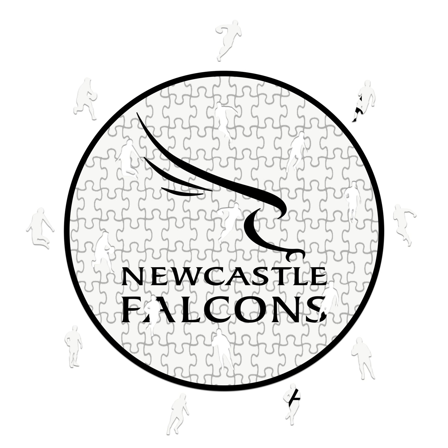Logo de New Castle Falcons - Rompecabezas de Madera