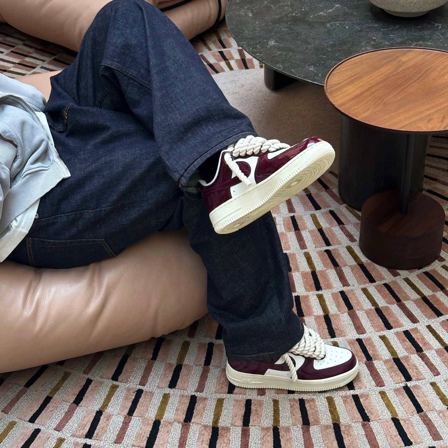 Nike Air Force 1 “Rope Lace” – Burgundy and patent white