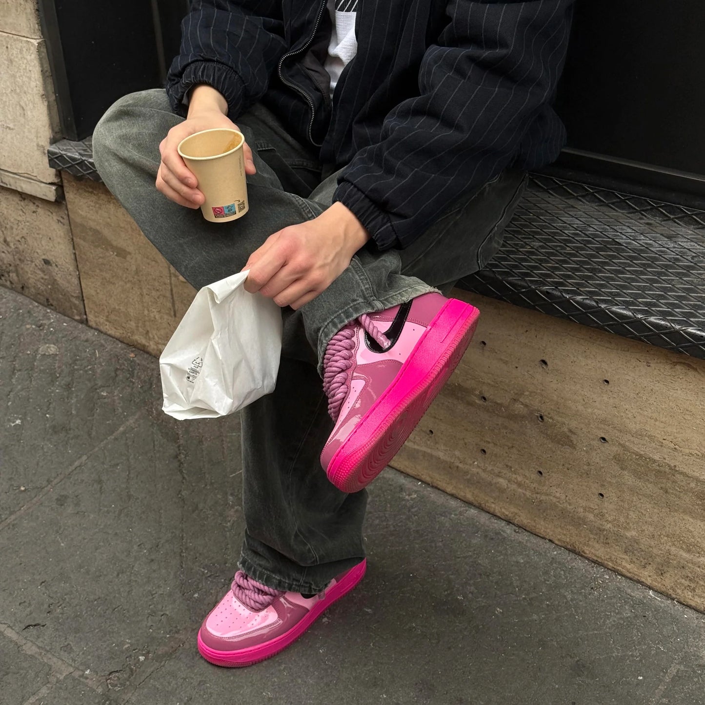 Nike Air Force 1 "Lacet corde" - Rose fuchsia vernis