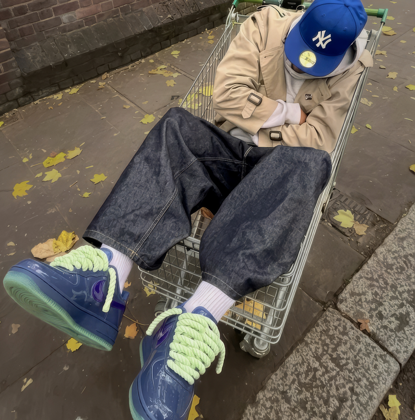Nike Air Force 1 "Rope Laces" – Patent Navy Blue, Anise Green Laces