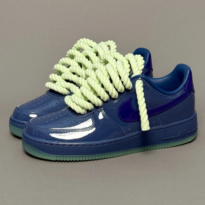 Nike Air Force 1 "Rope Laces" – Patent Navy Blue, Anise Green Laces