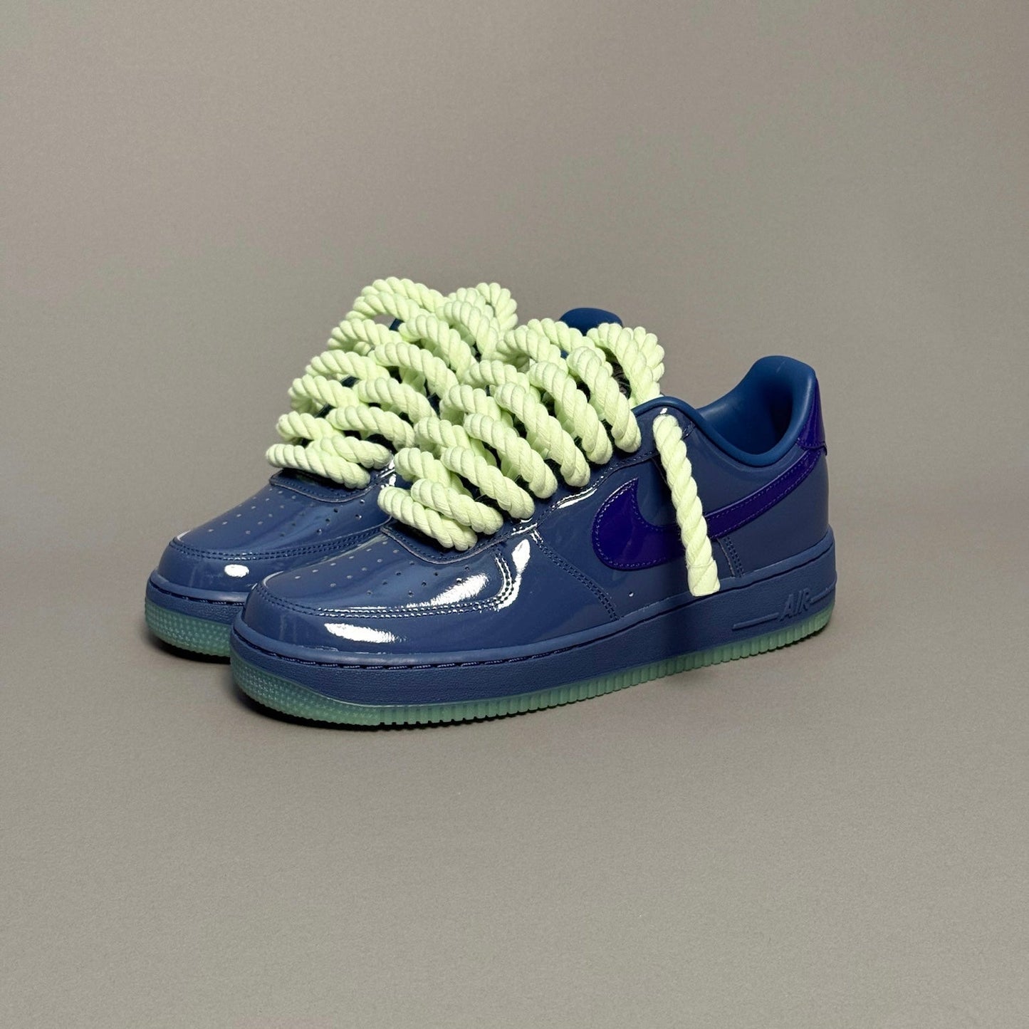 Nike Air Force 1 "Rope Laces" – Patent Navy Blue, Anise Green Laces