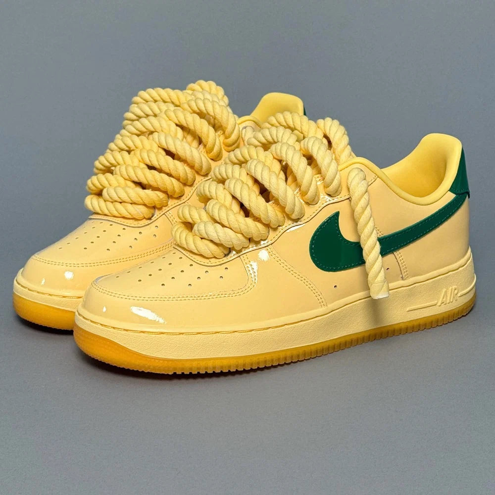 Nike Air Force 1 “Rope Laces” – Patent yellow, green Swoosh