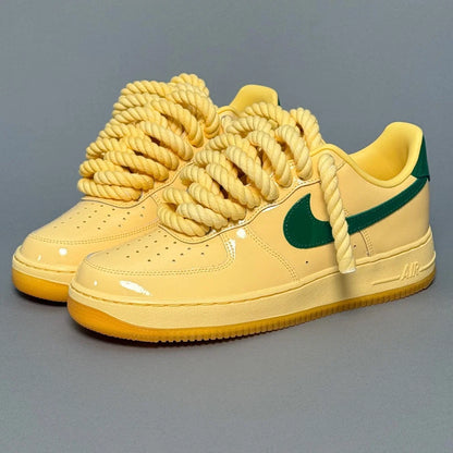 Nike Air Force 1 “Rope Laces” – Patent yellow, green Swoosh