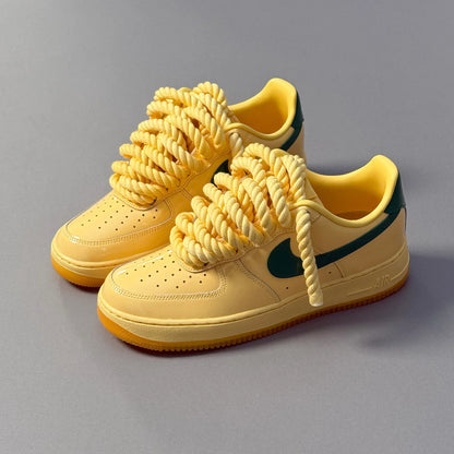 Nike Air Force 1 “Rope Laces” – Patent yellow, green Swoosh