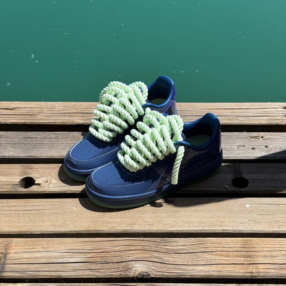 Nike Air Force 1 "Rope Laces" – Patent Navy Blue, Anise Green Laces