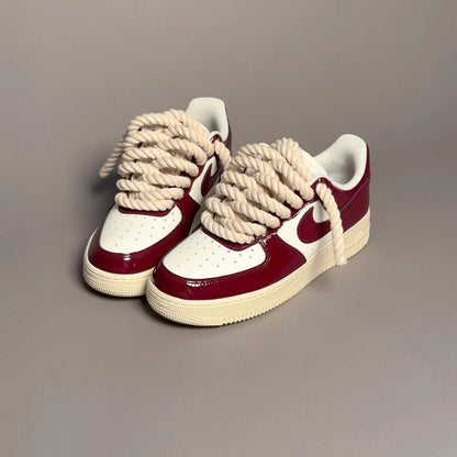 Nike Air Force 1 “Rope Lace” – Burgundy and patent white