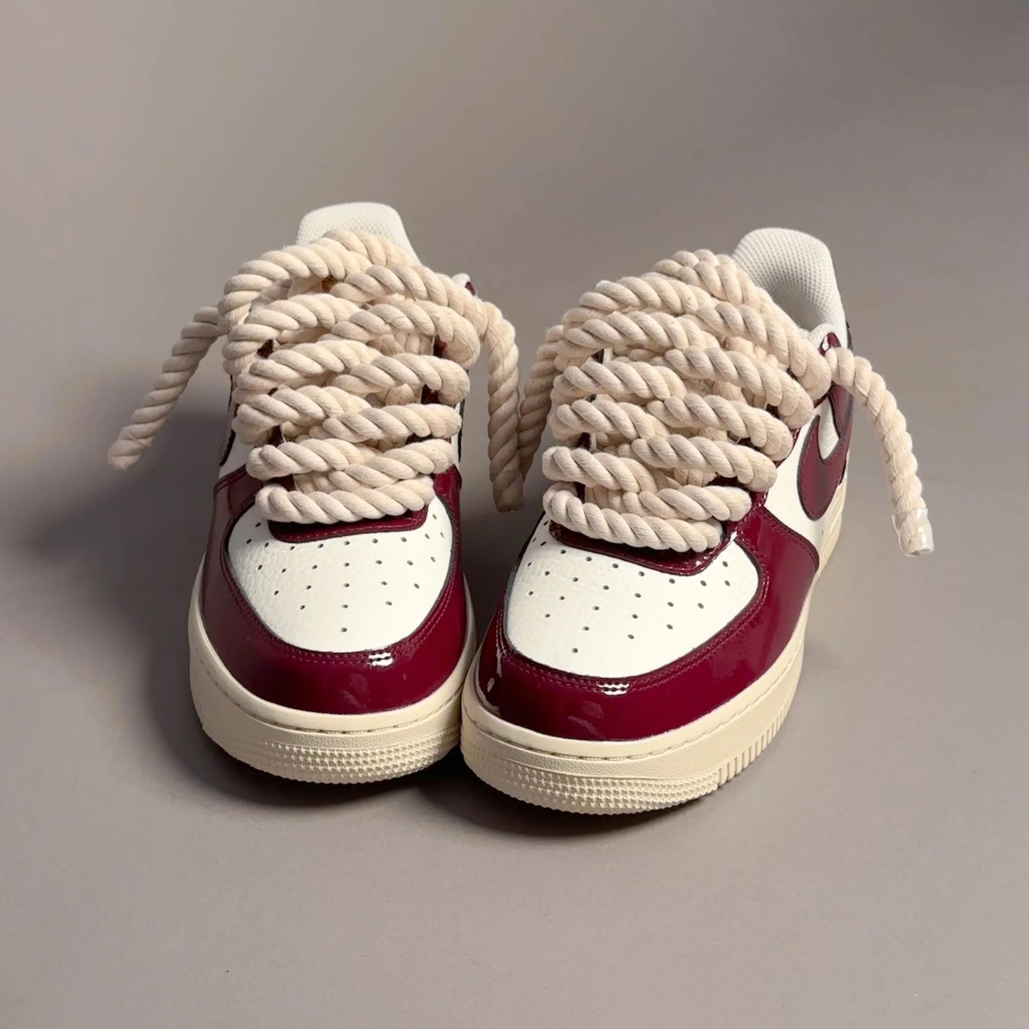 Nike Air Force 1 “Rope Lace” – Burgundy and patent white