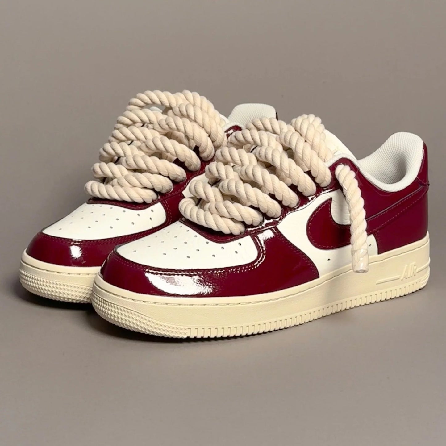Nike Air Force 1 “Rope Lace” – Burgundy and patent white