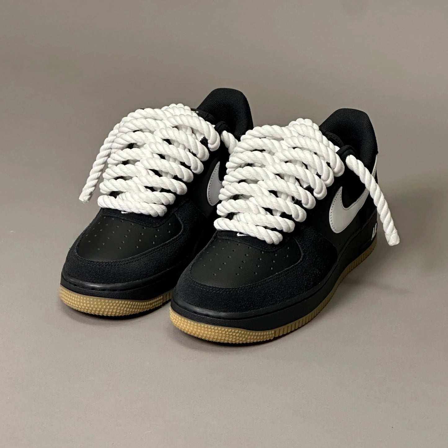 Nike Air Force 1 “Rope Laces” – Black Suede Gum